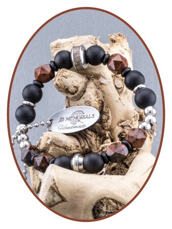 JB Memorials Frosted Agate - Obsidiane  Ash Bracelet - KHA014