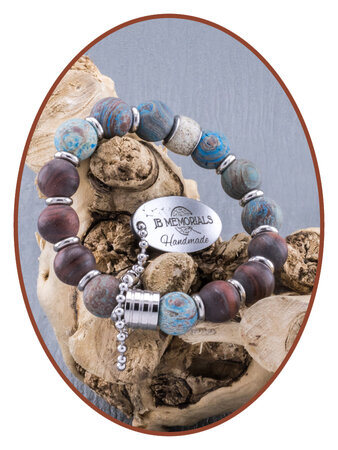 JB Memorials Matte Blue Lace - Red Tiger Eye Ash Bracelet - KHA015